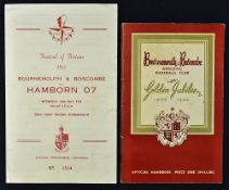 1951 Bournemouth & Boscombe v Hamborn 07 football programme FOB date 16th May and 1899-1949