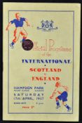 Pre-War 1937 Scotland v England football programme date 17 Apr with a record attendance at Hampden
