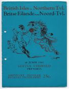 1962 British Lions v Northern Transvaal rugby programme - played at Loftus Versfled on 16th June -