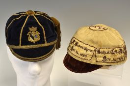 2x interesting early rugby caps to incl one presented to A K Horan (Cambridge Univ and Blackheath)