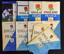 Collection of England vs France and Italy rugby programmes from 1959 onwards to incl '59, (cover