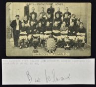 C.1900s Health & Strength Series Swindon Town Postcard with a signed typed note by Bert Williams