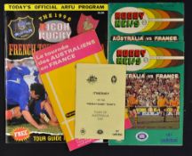 Collection of France v Australia rugby programmes (H&A) to 1976 triple programme for the tour of