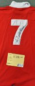 Eric Cantona Signed Manchester United football shirt with No 7 to the reverse and signed to the