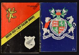 2x 1959 British Lions rugby tour to New Zealand programmes - v Manawatu-Horowhenua and vs New