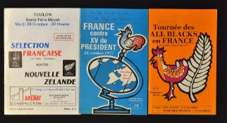 France v New Zealand All Blacks rugby programmes to include double programme ' 77, '86 c/w rare