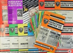 Collection of Hereford United football programmes 1960s onwards with some later fixtures noted,