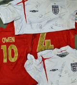 England Signed football shirt selection includes extensively signed replica shirts including players