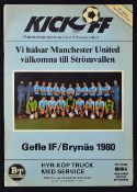 1980/81 Gefle/Brynas v Manchester United football programme pre-season friendly dated 8 August 1980,