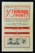 1962 European Cup Standard Liege v Glasgow Rangers football programme date 7 February in overall