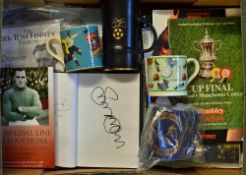 Assorted Football Miscellany to include early 1900s Brass Keyring, Sir Tom Finney Tribute Dinner