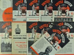 Selection of 1950s Manchester United home football programmes to include 1950/51 Leeds Utd (FAC),