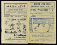 1947/48 Bradford Park Avenue v West Bromwich Albion football programme date 29 November 1947 (very