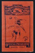 1936/37 Arsenal v Manchester United FA Cup football programme dated 30 January. Fair-Good condition