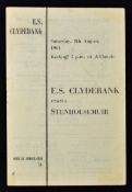 1964/65 E.S. Clydebank v Stenhousemuir football programme date 8 August, the inaugural match and