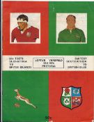 1974 British Lions v South Africa rugby programme and rare team sheet - 2nd test match played at