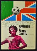 Scarce 1972/73 European Cup Juventus v Derby County football programme Semi Final large 'Hurra'