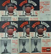 Selection of Manchester United Youth match football programmes to include 1959/60 Blackpool,