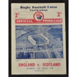 1938 England vs Scotland (Grand Slam Champions) rugby programme played on 19th March, usual pocket