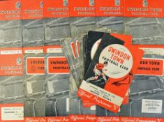 Collection of Swindon Town homes football programmes mainly 1950's and some 1960's to include 1951/