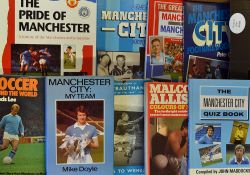 Collection of football books relating to Manchester City including 'Steppes to Wembley' 1956 (