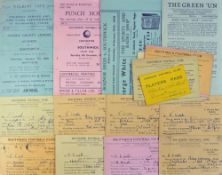 Southwick FC football Goalkeeper E Lush late 1940s/50s team selection cards detailing the date and