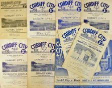 1950s Cardiff City football programmes all home programmes 1948/9 Luton Town, Bradford, 1949/0