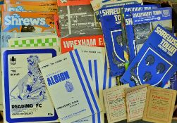 Quantity of Shrewsbury Town home and away football programmes mainly 1970s generally in fair-good