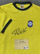 Pele Signed Brazil football shirt signed to the front a replica size XL short sleeve complete with