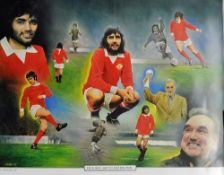 George Best Colour Print limited 159/200 signed by the artist Feagal Rice 2016 measures 57cm x