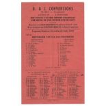 Scarce 1967 South Africa v France rugby match team sheet - rare team insert sheet for the 1st test