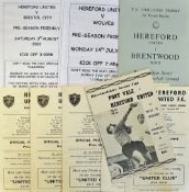 Collection of Hereford United football programmes 1960's onwards to include 1966/67 v Port Vale (