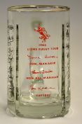 Rare 1968 British Lions Rugby Tour to South Africa commemorative glass tankard - 1pt gilt rimmed