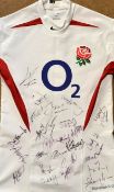 2005 England Official Signed International rugby shirt - O2 sponsors shirt imprinted to the lower