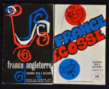 2x France Five Nations rugby programmes to incl v England 1966 (France Runner Up) some damp stains