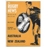 Scarce 1968 Australia v New Zealand rugby programme - 2nd test match played at Ballymore Brisbane