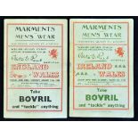 2x 1946 Wales rugby programmes to include vs England and vs Ireland both with usual pocket folds