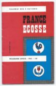 1963 France v Scotland rugby programme - played in Paris on the 12th January with Scotland winning