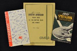 Collection of 1951/2 South Africa Springbok rugby tour to UK itineraries to incl one publ'd by