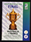 1999 Rugby World Cup Final Programme Australia v France - played at Cardiff with Australia winning