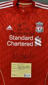 Robbie Fowler Signed Liverpool football shirt inscribed 'App 369, Goals 183, Best Wishes' to the