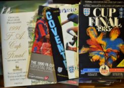 FA Cup Final football programmes including 1985, 1986, 1987, 1988, 1989, 1990 replay, 1990 re-