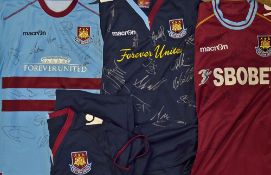 West Ham United Signed football shirt selection includes signed replica shirts extensively signed by