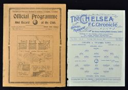 1927 Chelsea Reserves v Swansea Town Reserves football programme date 10 Feb single sheet London