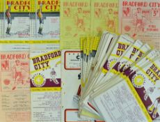 Collection of Bradford City home football programmes from 1960 to 1970 including FA Cup matches,