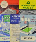 Early 1960s League Cup Semi Finals football programmes to include 1960/61 Shrewsbury v Rotherham,