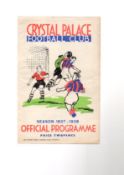 1938 Crystal Palace v Bristol City Football Programme Home dated February 19th, good condition