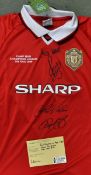 Champions League Final Paul Scholes and Ryan Giggs Signed 1999 Manchester United football shirt
