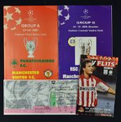 Manchester United Champions League away football programmes includes 2000/2001 PSV Eindhoven, RSC