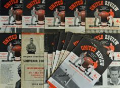 Selection of 1950s Manchester United home football programmes to include 1953/54 Liverpool,